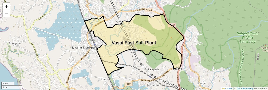 Location Map of Vasai East Salt Plant, Palghar
