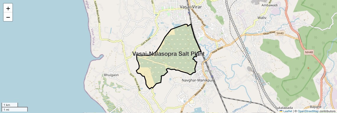 Location Map of Vasai-Nalasopra Salt Plant, Palghar