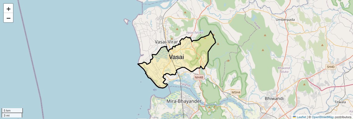Location Map of Vasai, Palghar