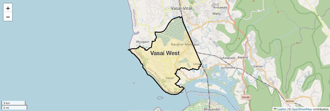 Location Map of Vasai West, Palghar