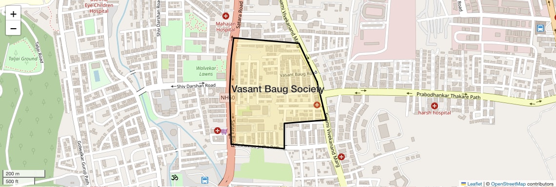 Location Map of Vasant Baug Society, Pune