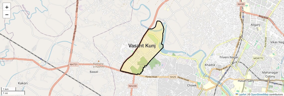 Location Map of Vasant Kunj, Lucknow