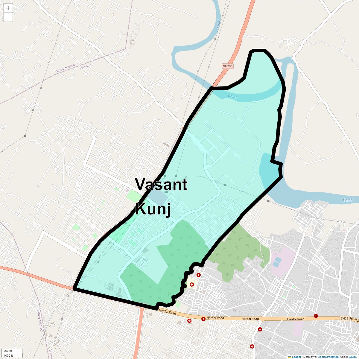 Location Map of Vasant Kunj, Lucknow