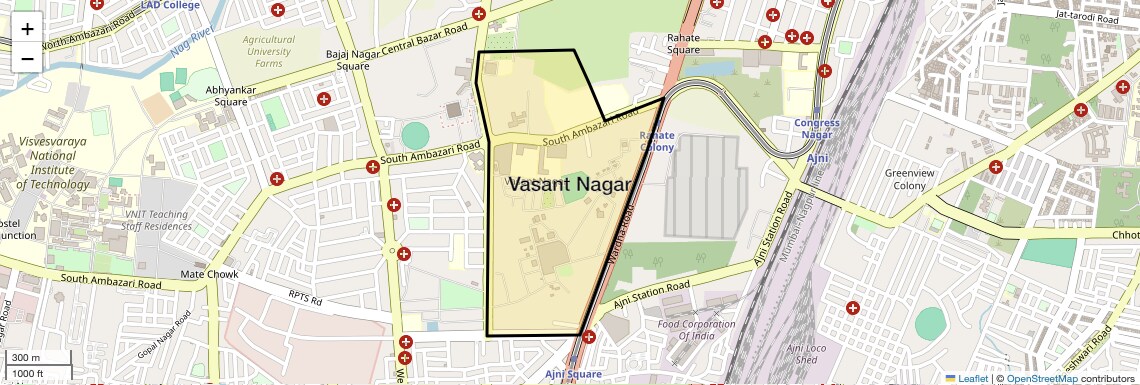 Location Map of Vasant Nagar, Nagpur