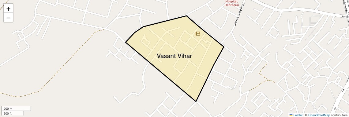 Location Map of Vasant Vihar, Dehradun