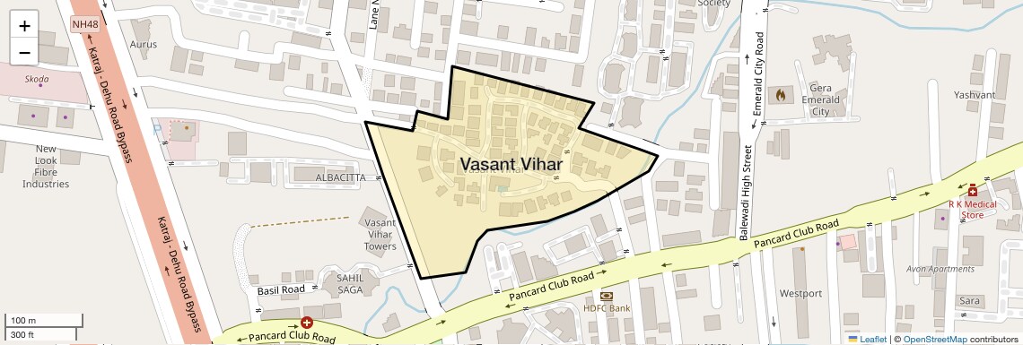 Location Map of Vasant Vihar, Pune