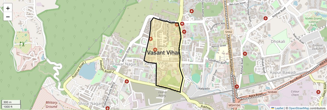 Location Map of Vasant Vihar, Thane
