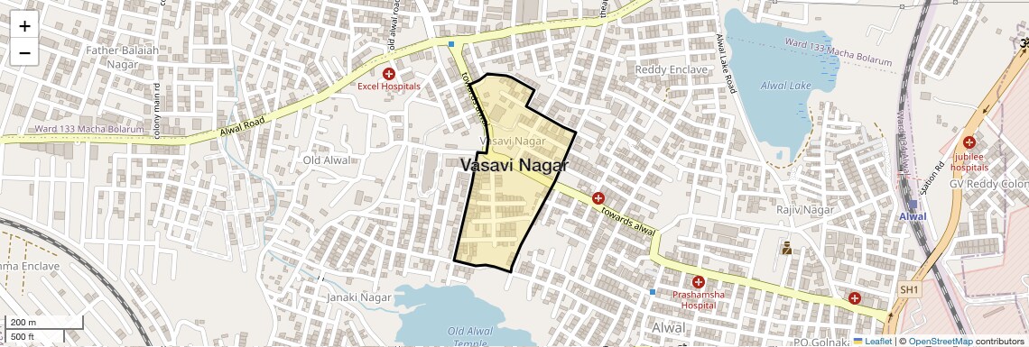 Location Map of Vasavi Nagar, Hyderabad