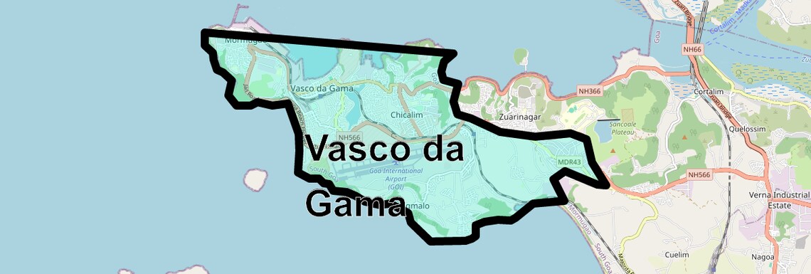 Location Map of Vasco da Gama, Goa