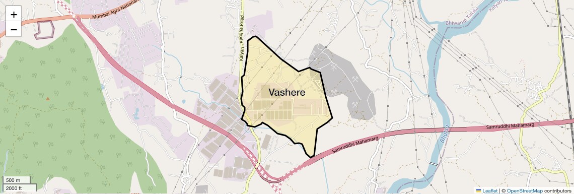 Location Map of Vashere, Thane