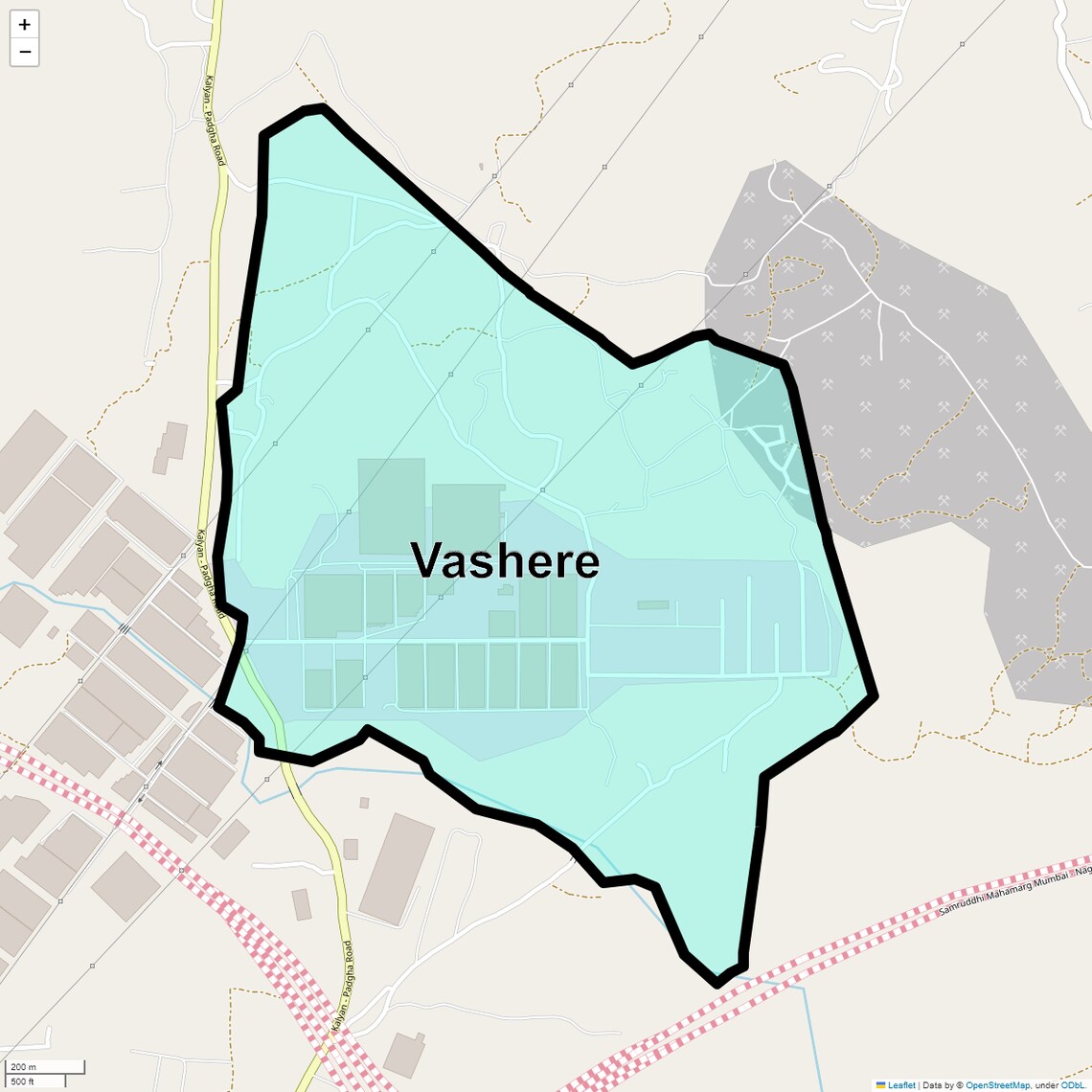 Location Map of Vashere, Thane