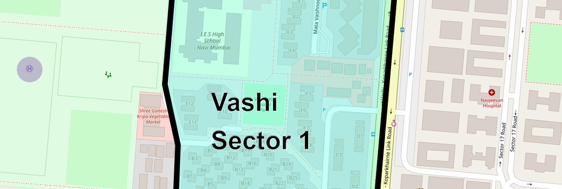 Location Map of Vashi Sector 1, Navi Mumbai