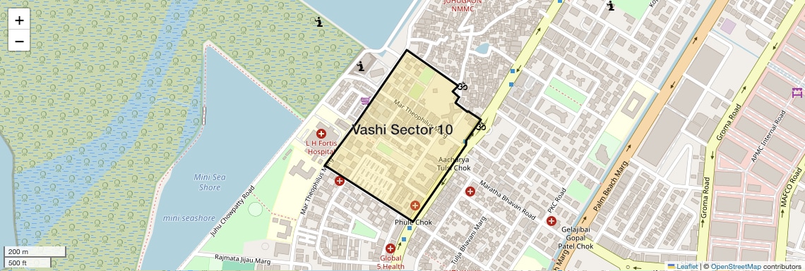 Location Map of Vashi Sector 10, Navi Mumbai