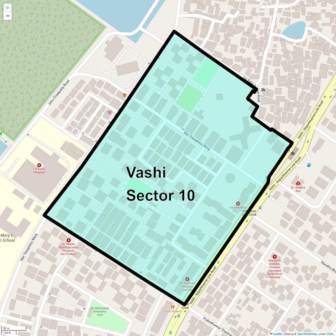Location Map of Vashi Sector 10, Navi Mumbai