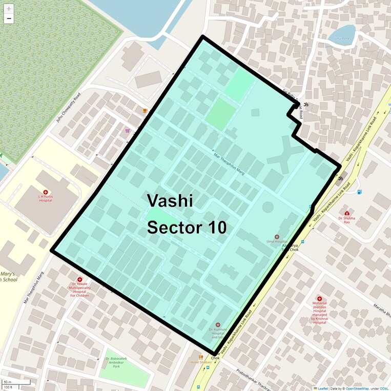 Location Map of Vashi Sector 10