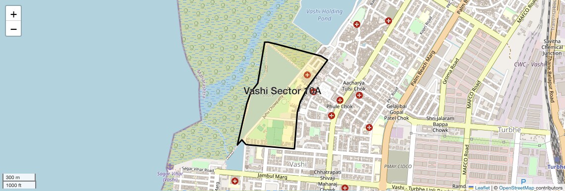 Location Map of Vashi Sector 10A, Navi Mumbai