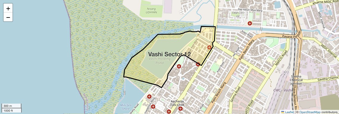 Location Map of Vashi Sector 12, Navi Mumbai