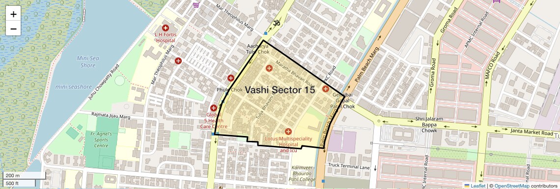 Location Map of Vashi Sector 15, Navi Mumbai