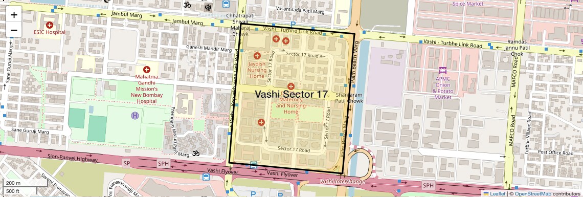 Location Map of Vashi Sector 17, Navi Mumbai