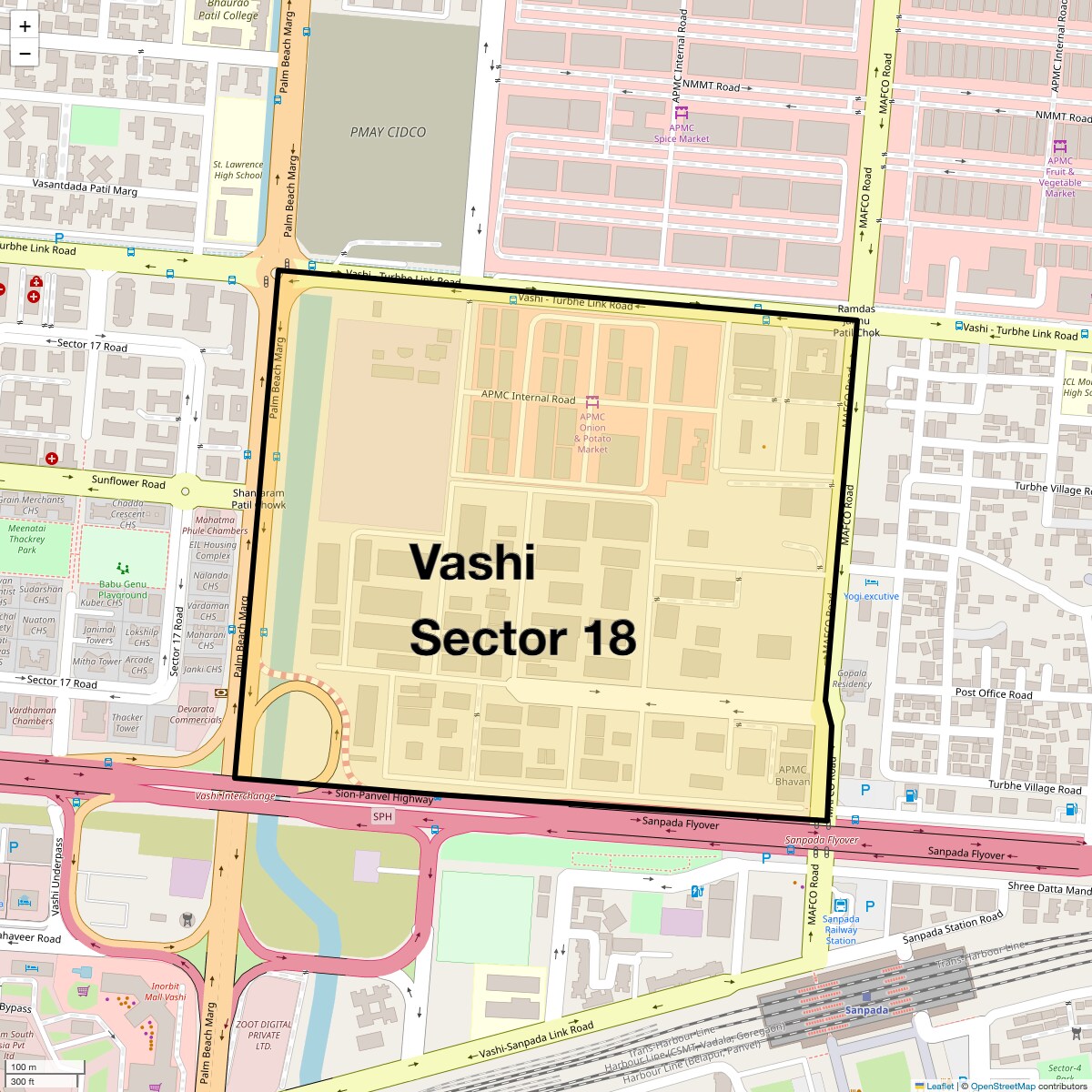 Location Map of Vashi Sector 18, Navi Mumbai