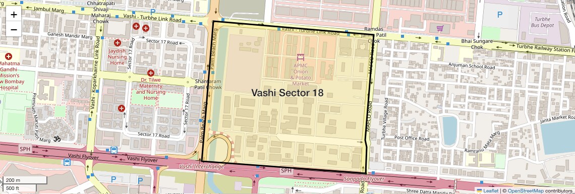 Location Map of Vashi Sector 18, Navi Mumbai