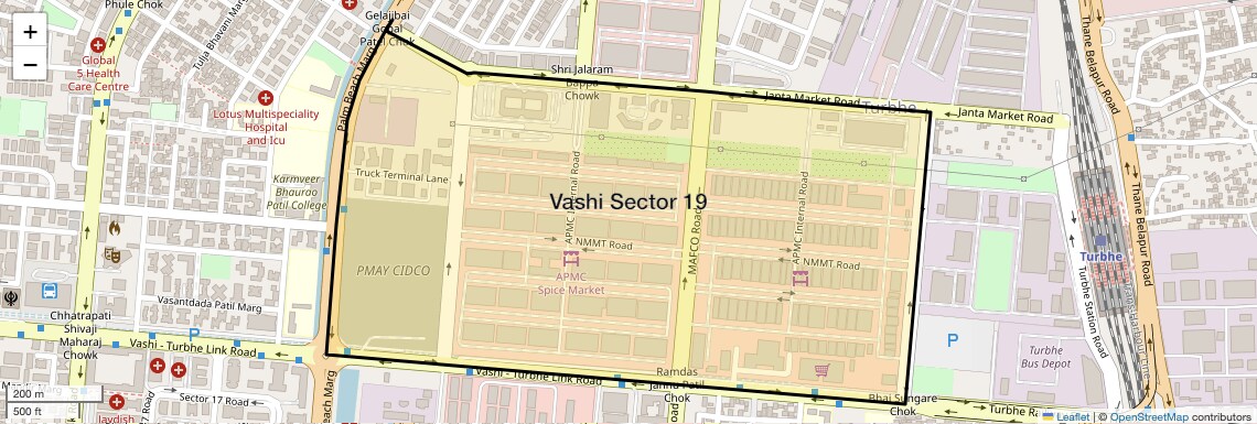 Location Map of Vashi Sector 19, Navi Mumbai