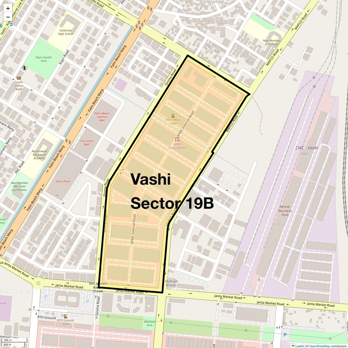 Location Map of Vashi Sector 19b, Navi Mumbai
