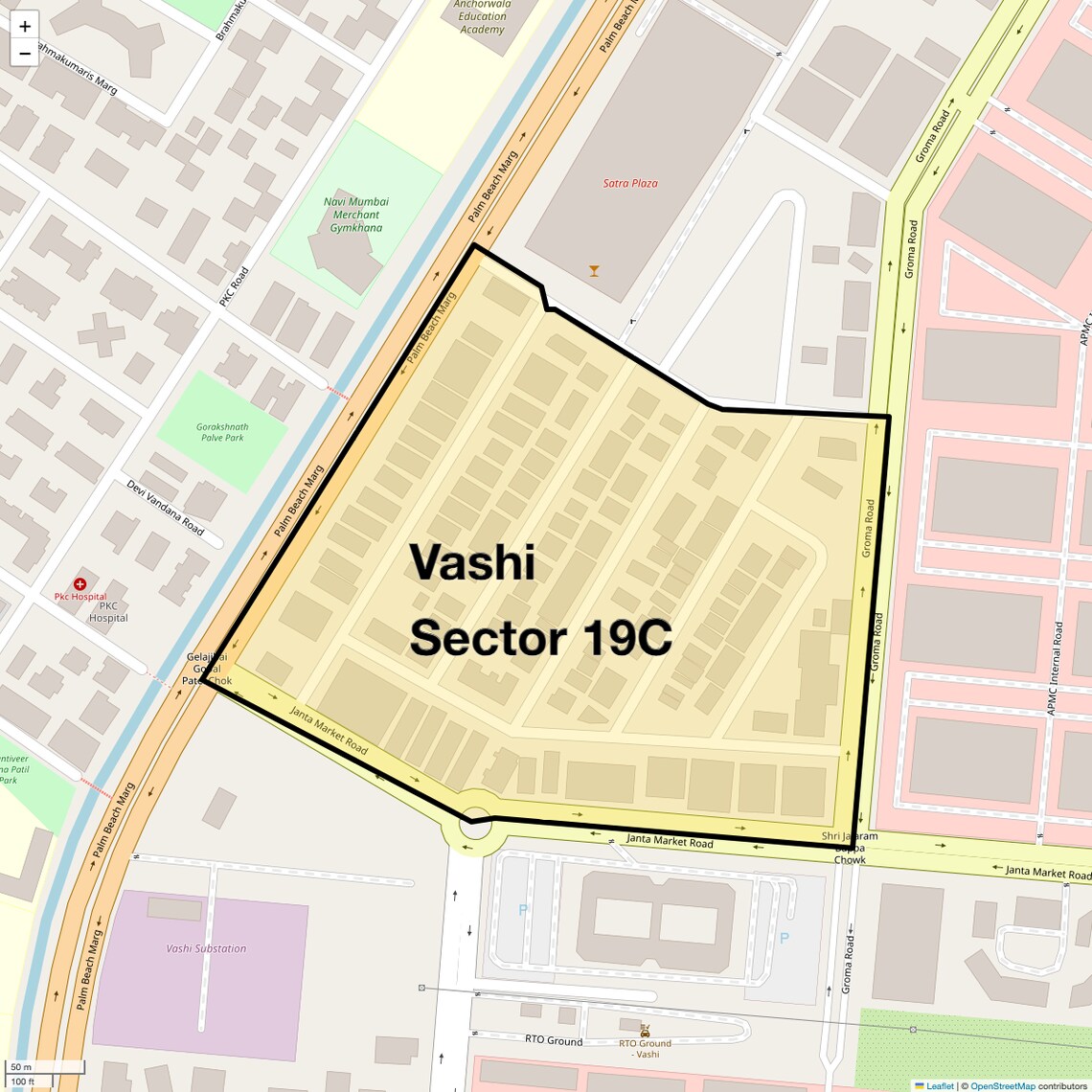 Location Map of Vashi Sector 19C, Navi Mumbai