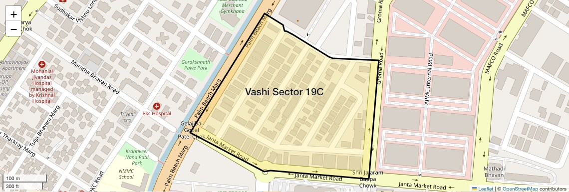 Location Map of Vashi Sector 19C, Navi Mumbai