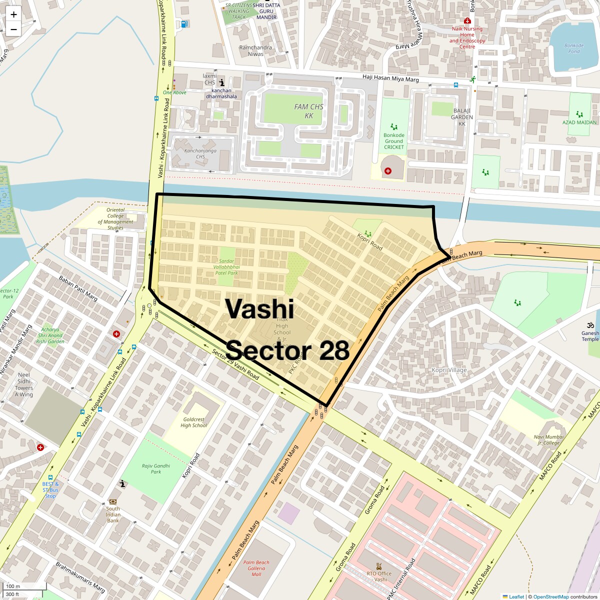 Location Map of Vashi Sector 28, Navi Mumbai