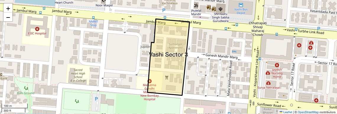 Location Map of Vashi Sector 3, Navi Mumbai