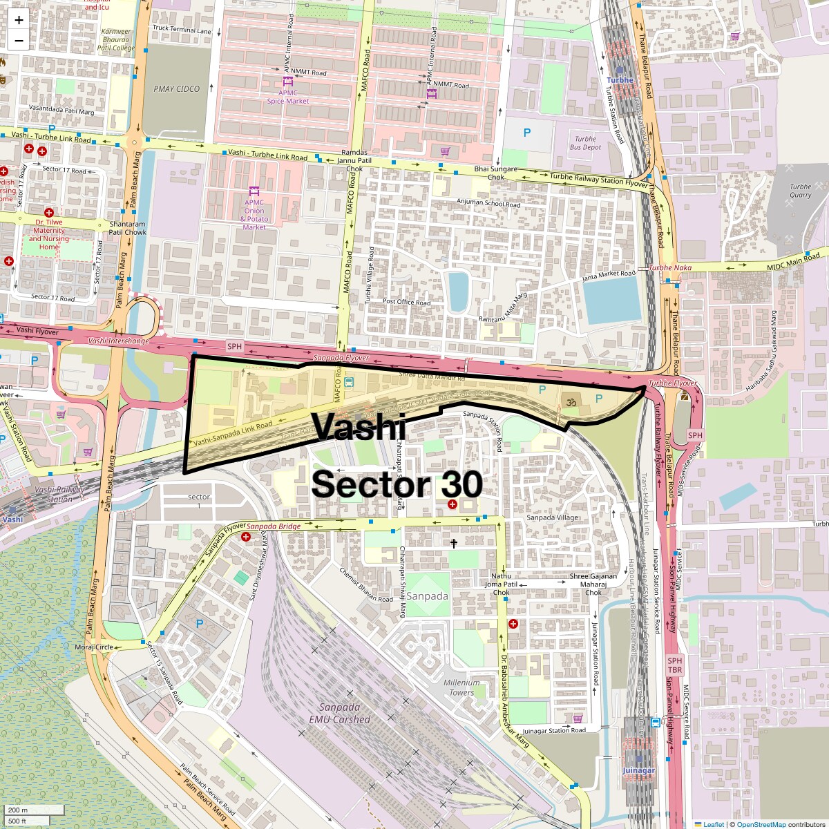 Location Map of Vashi Sector 30, Navi Mumbai