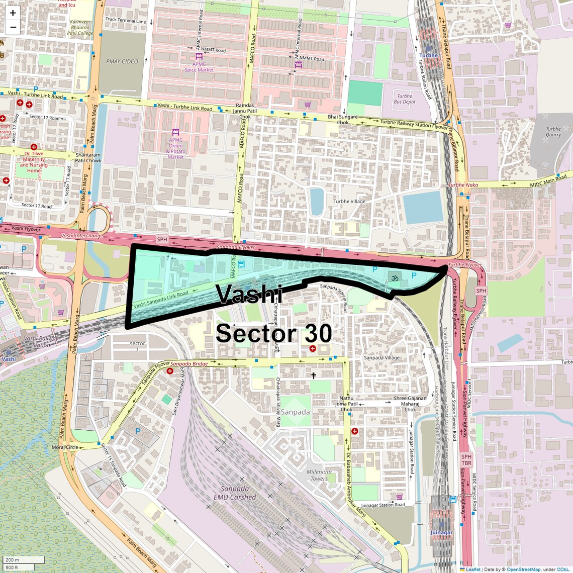 Location Map of Vashi Sector 30, Navi Mumbai