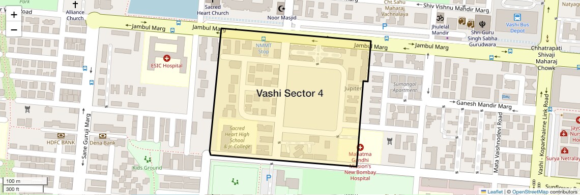 Location Map of Vashi Sector 4, Navi Mumbai