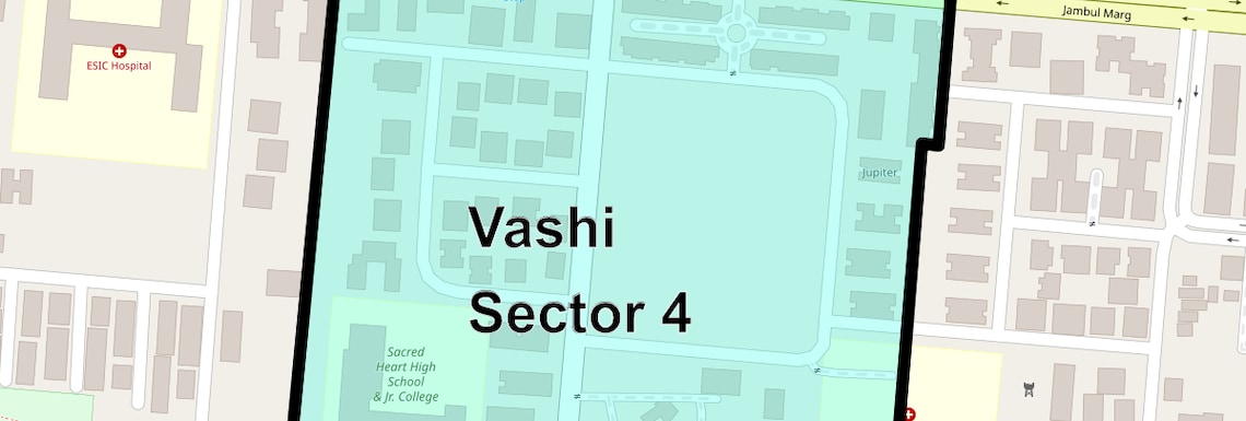 Location Map of Vashi Sector 4, Navi Mumbai