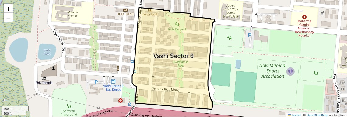 Location Map of Vashi Sector 6, Navi Mumbai