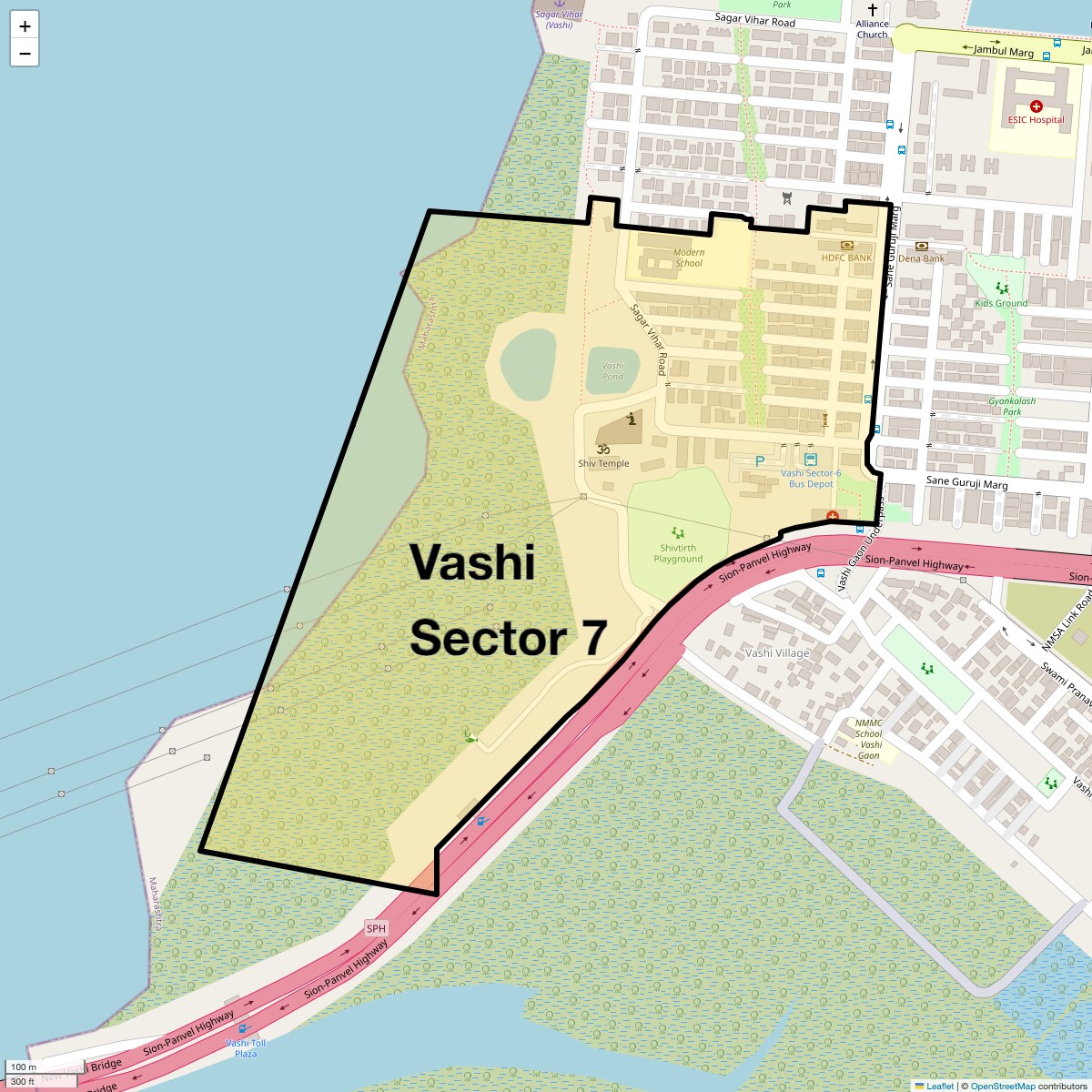 Location Map of Vashi Sector 7, Navi Mumbai