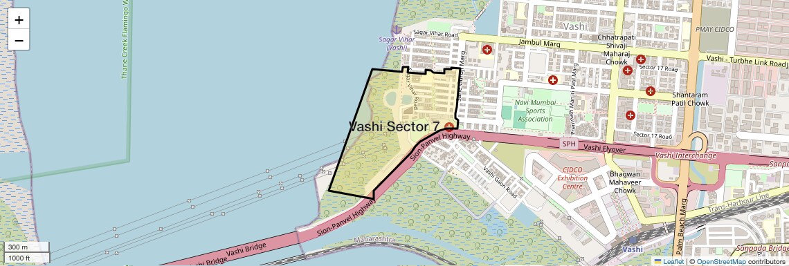 Location Map of Vashi Sector 7, Navi Mumbai