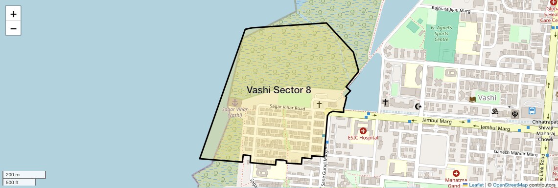 Location Map of Vashi Sector 8, Navi Mumbai