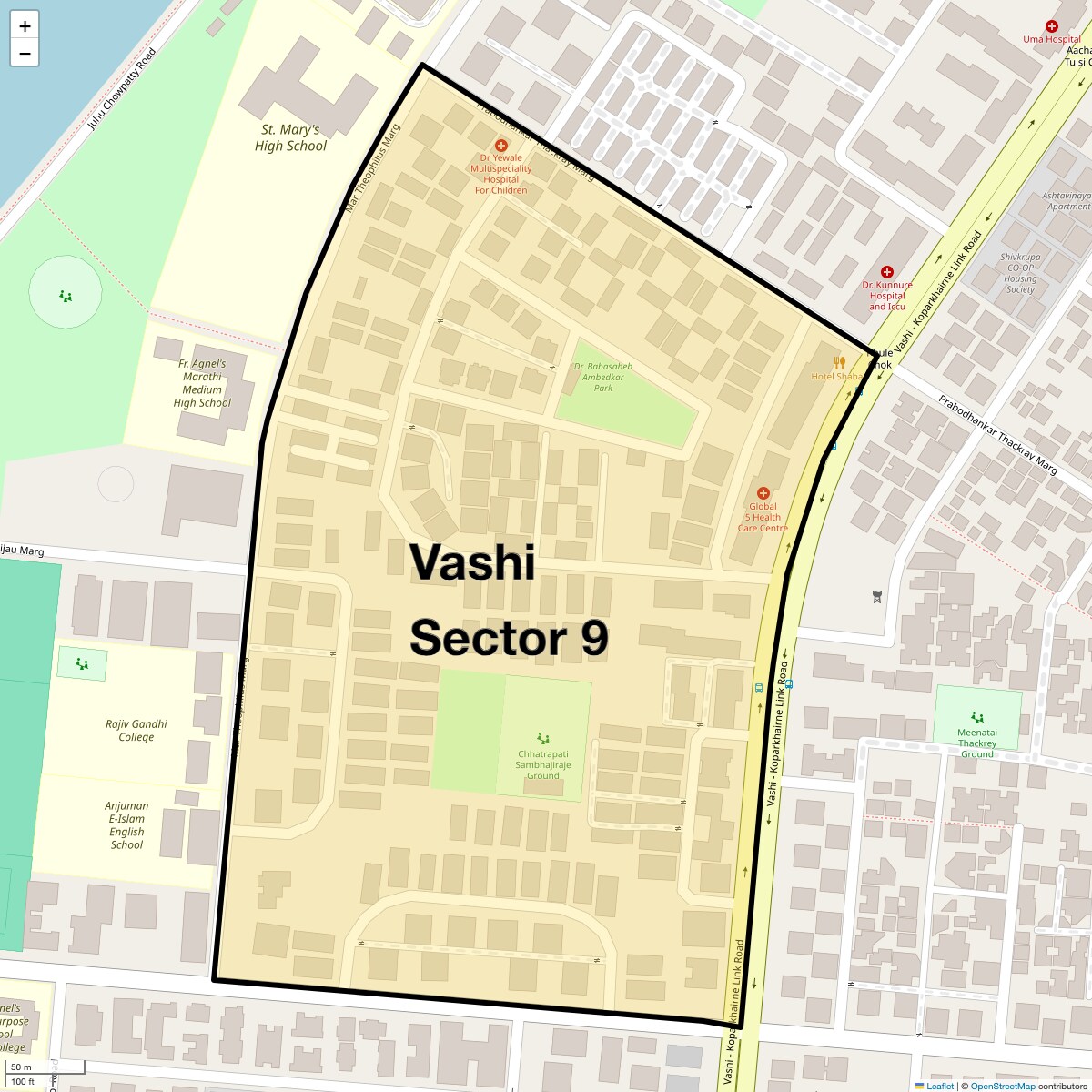 Location Map of Vashi Sector 9, Navi Mumbai