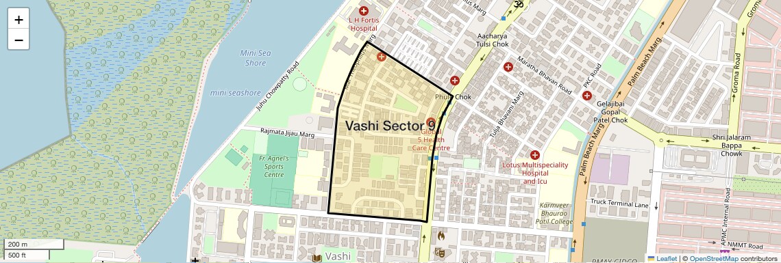 Location Map of Vashi Sector 9, Navi Mumbai