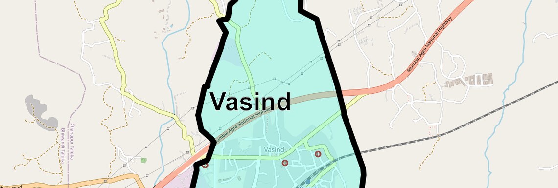 Location Map of Vasind, Thane
