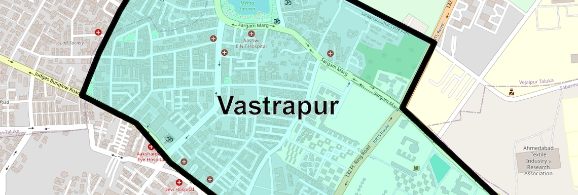 Location Map of Vastrapur, Ahmedabad