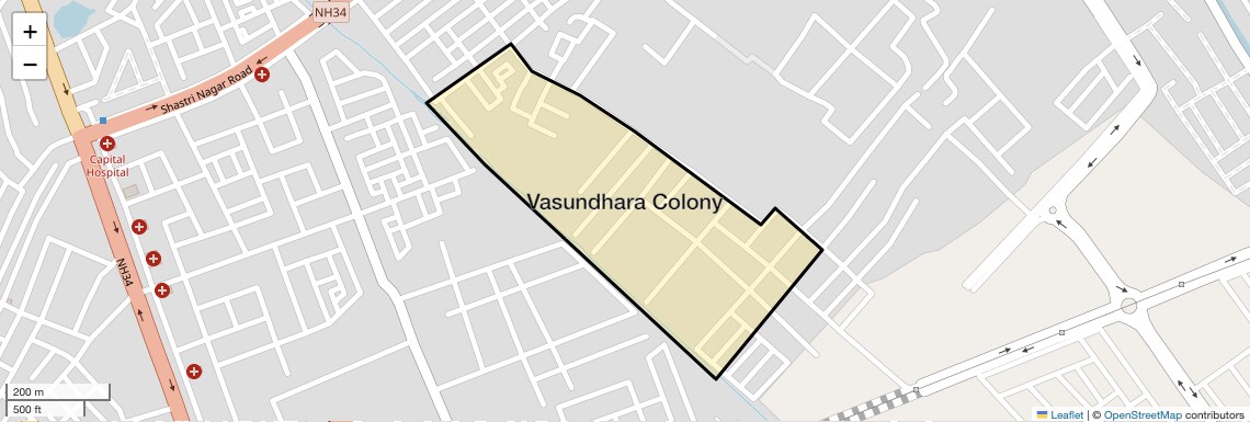Location Map of Vasundhara Colony, Meerut