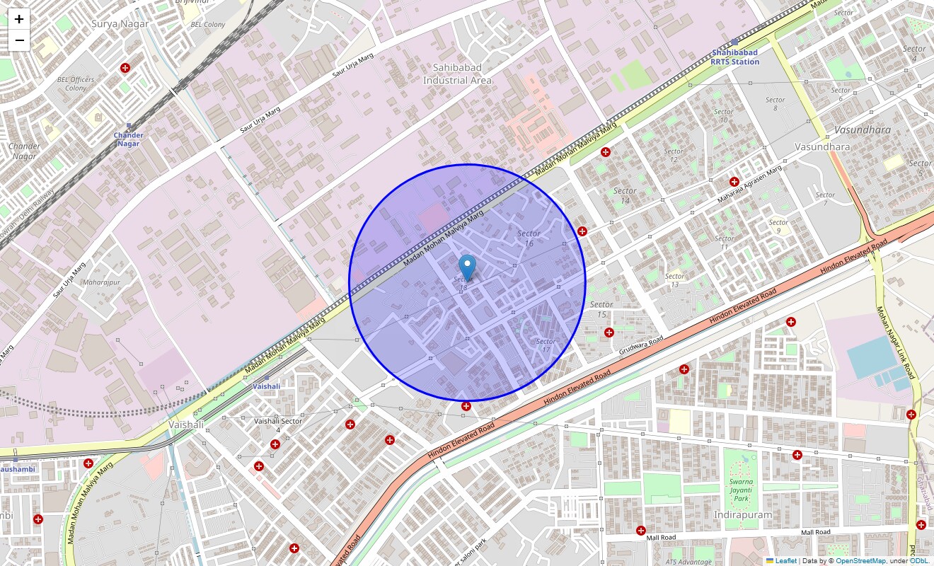 Location Map of Vasundhara, Ghaziabad