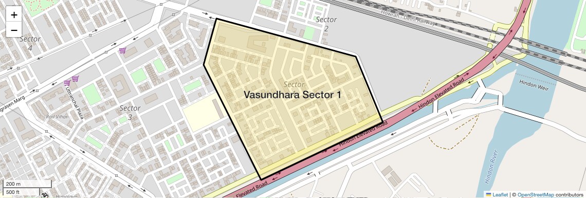 Location Map of Vasundhara Sector 1, Ghaziabad
