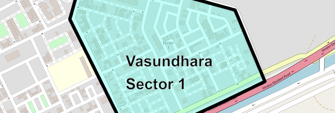 Location Map of Vasundhara Sector 1, Ghaziabad