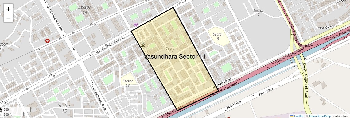 Location Map of Vasundhara Sector 11, Ghaziabad