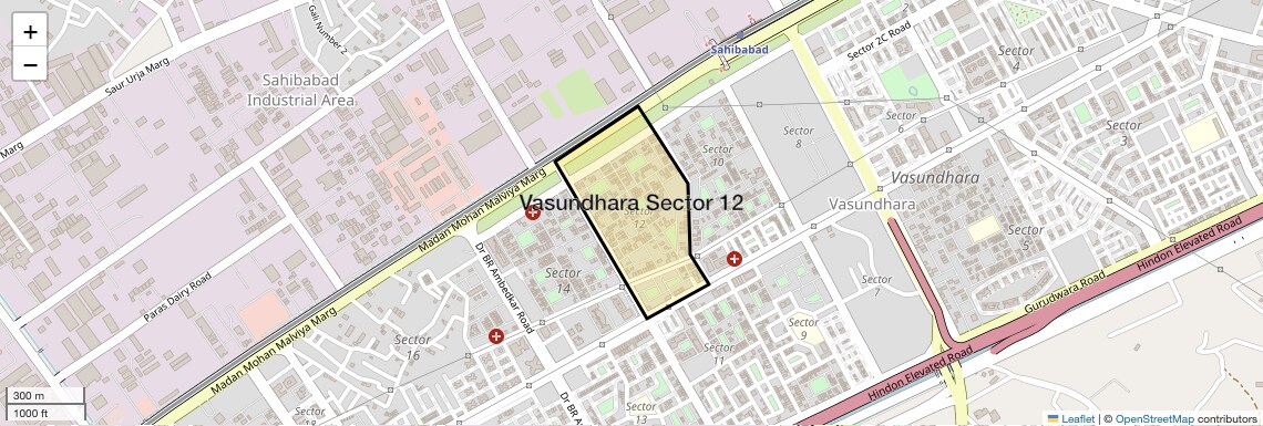 Location Map of Vasundhara Sector 12, Ghaziabad