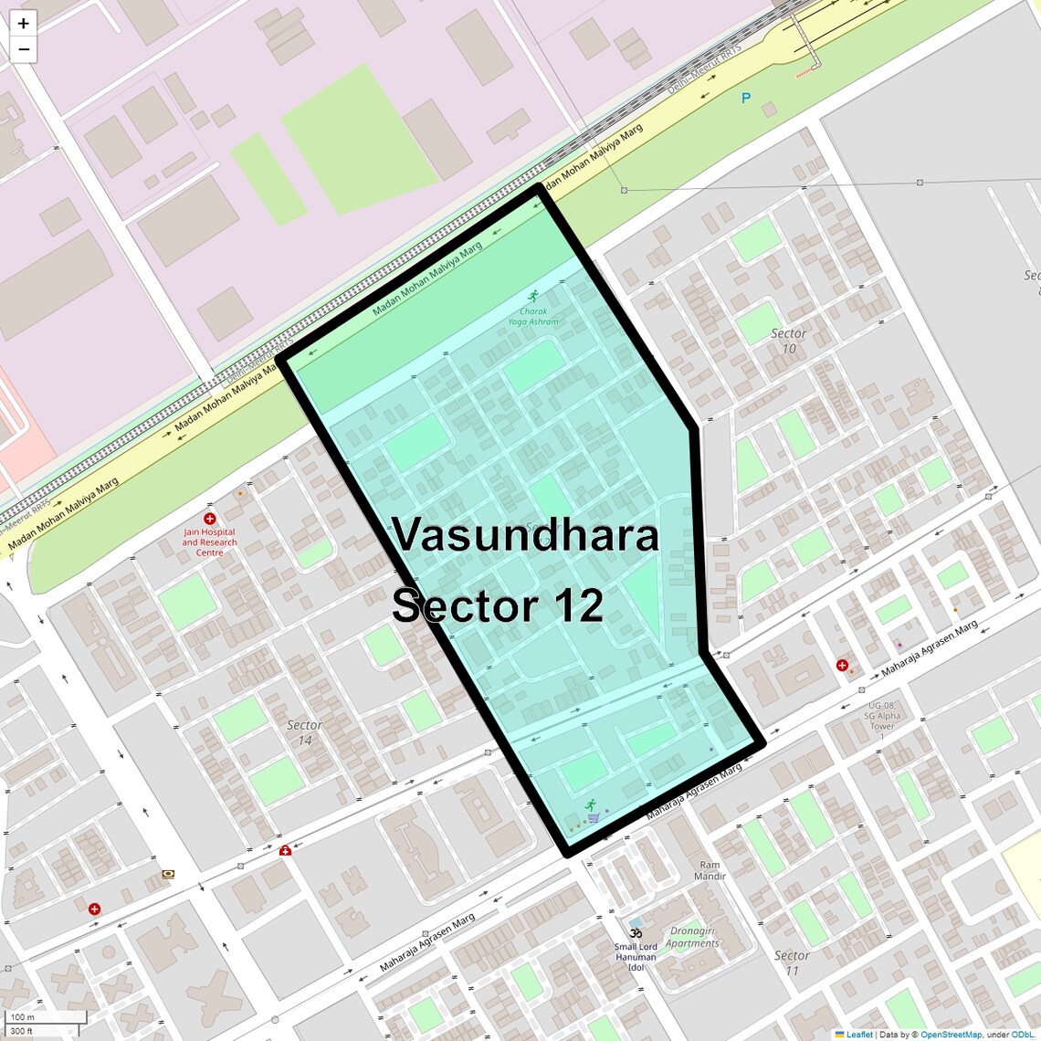 Location Map of Vasundhara Sector 12, Ghaziabad